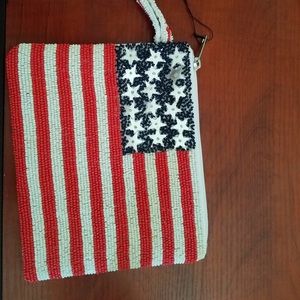 American flag beaded purse